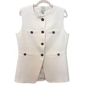 NWT Joie Ivory Button Up Sleeveless Vest Women’s Medium Classic Sleek Office